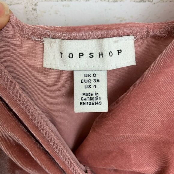 TopShop Blush Velvet Body Suit Size 4 (O18) - Picture 3 of 6
